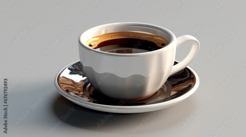 Obraz premium white cup with black coffee white background Ai generative