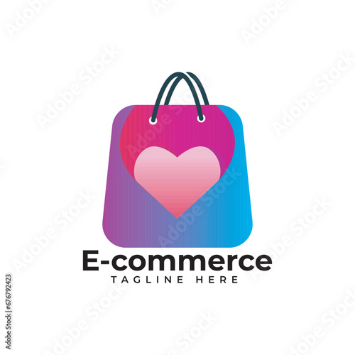 Online shopping logo design template. ecommerce logo. digital shopping logo. shopping cart concepts.