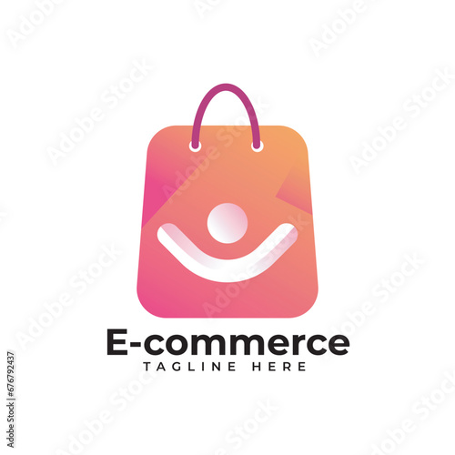 Online shopping logo design template. ecommerce logo. digital shopping logo. shopping cart concepts.