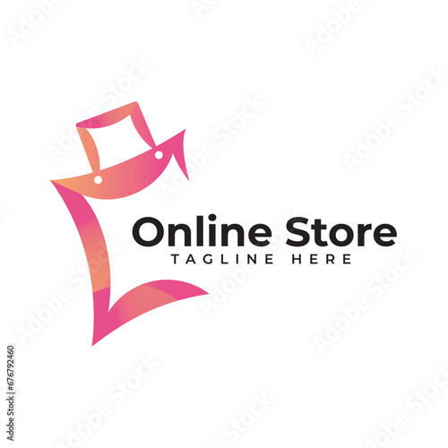 Online shopping logo design template. ecommerce logo. digital shopping logo. shopping cart concepts.