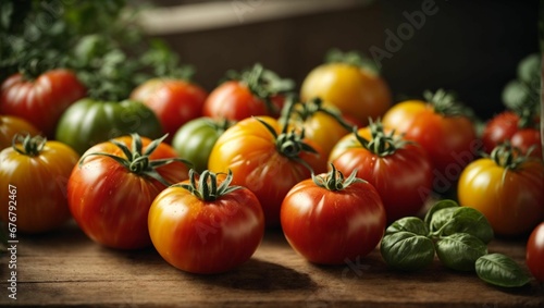AI generated illustration of ripe cherry tomatoes on a table