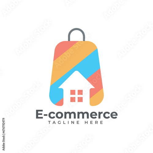Online shopping logo design template. ecommerce logo. digital shopping logo. shopping cart concepts.