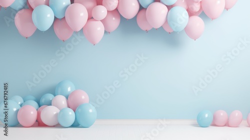 Pink and blue balloons with gender reveal theme background
