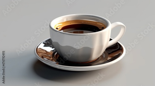 white cup with black coffee white background Ai generative