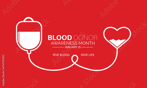 Vector banner template design concept of National Blood Donor Month. Poster, card, background design. Give blood , save life Vector illustration.