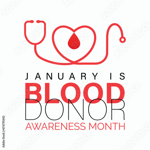 Vector banner template design concept of National Blood Donor Month. Poster, card, background design. Give blood , save life Vector illustration.