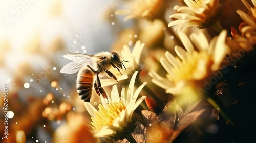 A bee in nature pollinate photo