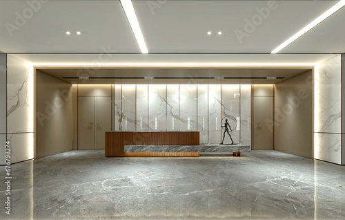 3d render building reception lobby entrance hall