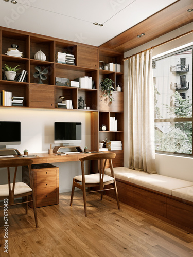 modern study and living room