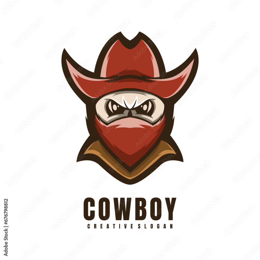 Illustration Head Cowboy Mascot Logo Illustration Head Cowboy Mascot Logo