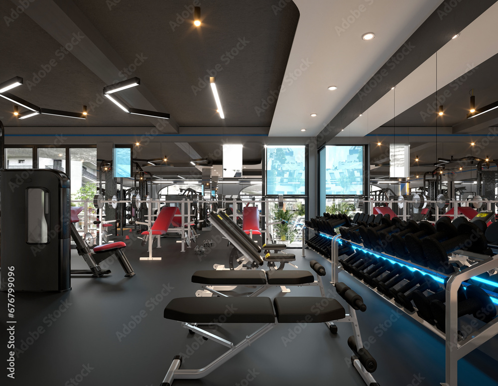 3d render gym sport center