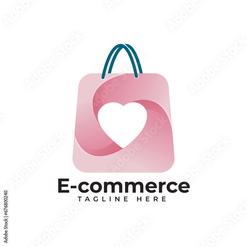 Online shopping logo design template. digital shopping logo. mouse cursor and cart concepts. perfect for ecommerce, sale, store, shop, discount, or web