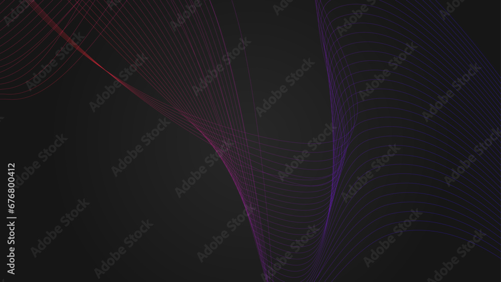 Abstract wave element for design. Digital frequency track equalizer. Stylized line art background. Vector illustration. Wave with lines created using blend tool. Curved wavy line