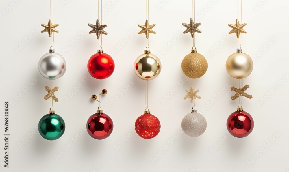 AI generated illustration of Christmas tree decorations against a white background AI generated illustration of Christmas tree decorations against a white background