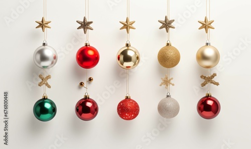 AI generated illustration of Christmas tree decorations against a white background