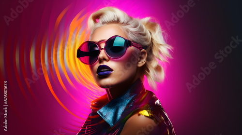 Blonde with  sunglasses in the disco. © Nicco 