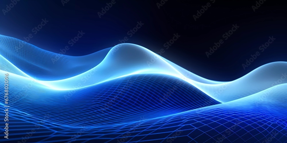 Blue Wave of dots and weave lines. Abstract background. Network connection structure. Blue Wave of dots and weave lines. Abstract background. Network connection structure.