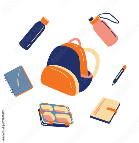 Back to school starter pack including Bag, Thumbler, Notes, Pencil, and Lunch Box