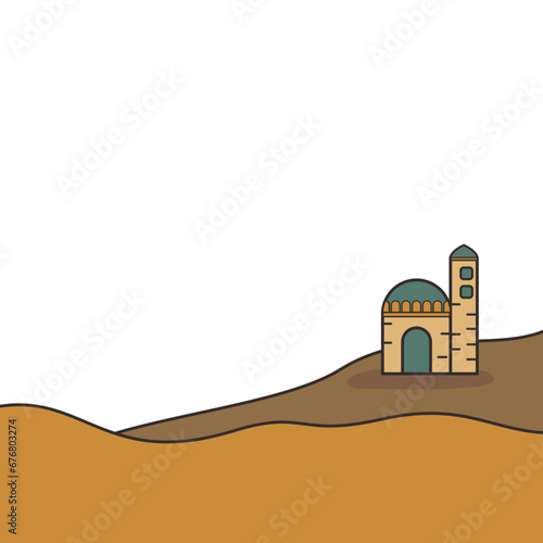 Arabian building in a desert vector flat design