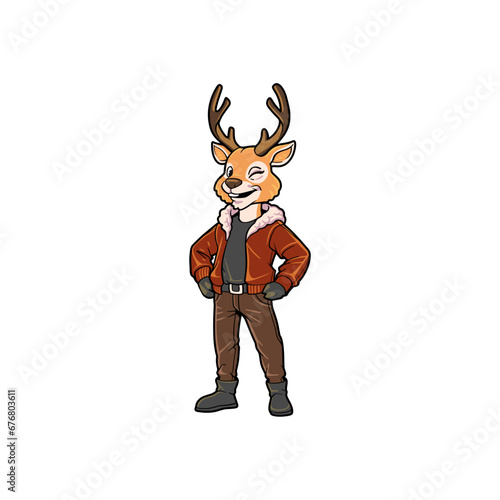 Cartoon character illustration of anthropomorphic Deer mascot vector