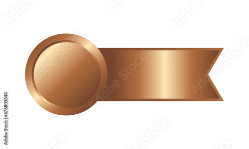 銅色のリボンが付いた銅メダル・ロゼットのベクターイラスト