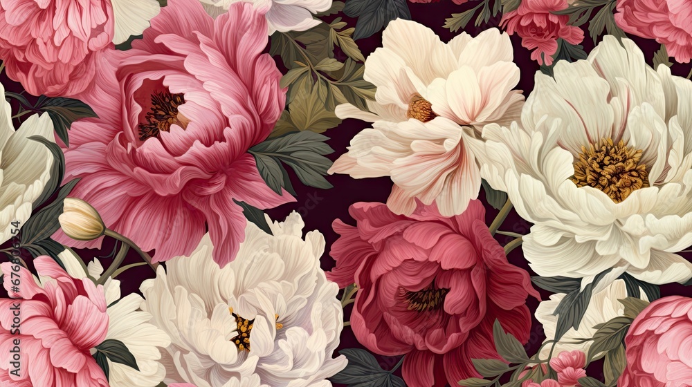 a close up of a bunch of flowers on a black background with pink, white and red flowers and leaves. generative ai a close up of a bunch of flowers on a black background with pink, white and red flowers and leaves. generative ai