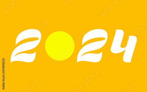 Happy new year 2024 design. With colorful truncated number illustrations. Premium vector design for poster, banner, greeting and new year 2024 celebration.