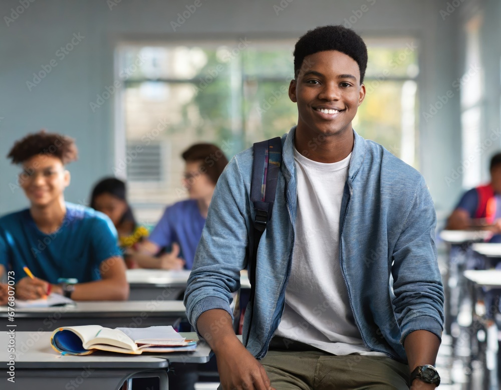 Engagement Éducatif: Étudiant Souriants Face à l'Avenir Engagement Éducatif: Étudiant Souriants Face à l'Avenir