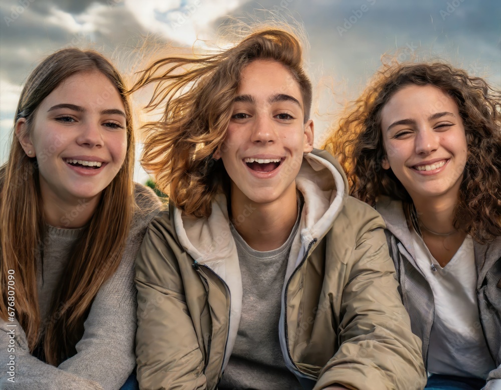 Obraz premium Complicité Urbaine: Sourires Partagés Entre Amies