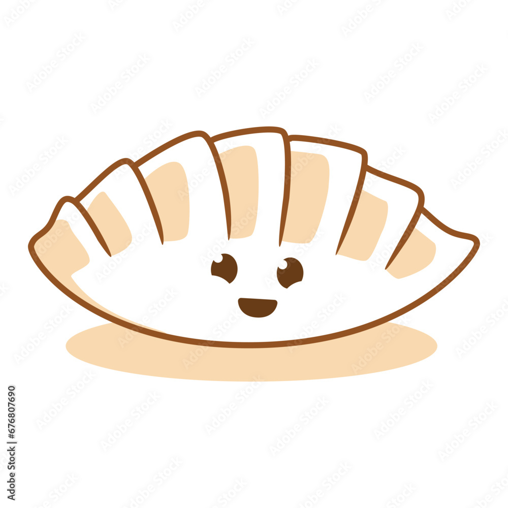 Gyoza dumpling cute cartoon character with smile face vector flat art Illustration free editable Gyoza dumpling cute cartoon character with smile face vector flat art Illustration free editable