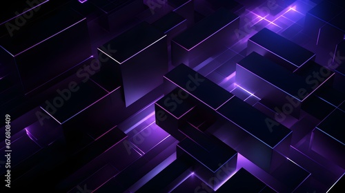 Abstract 3D Background of overlapping geometric Shapes. Futuristic Wallpaper in dark purple Colors