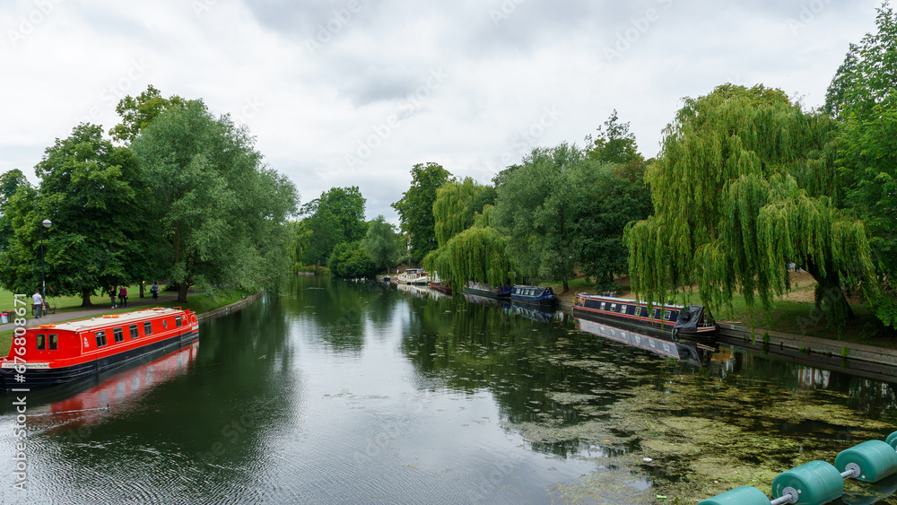 Naklejka premium boat on the river