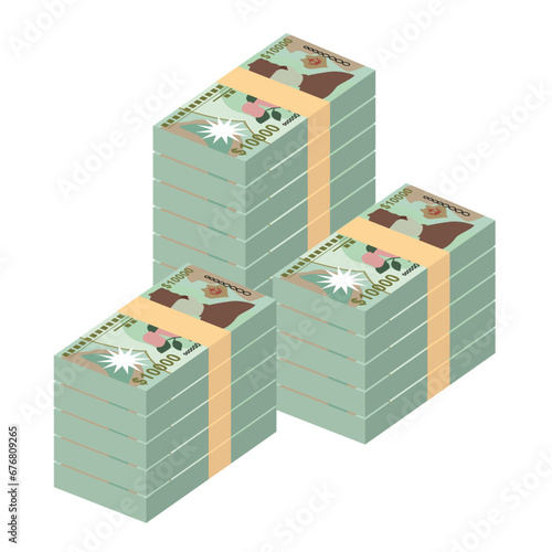 Brunei Dollar Vector Illustration. Brunei money set bundle banknotes. Paper money 10000 BND. Flat style. Isolated on white background. Simple minimal design.