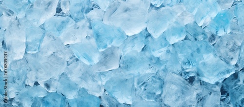Top view crystal clear ice cubes isolated background. AI generated image