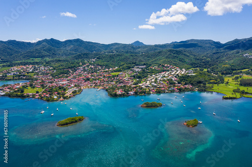 Martinique coastal town les trois Ilets aerial sunny day  photo