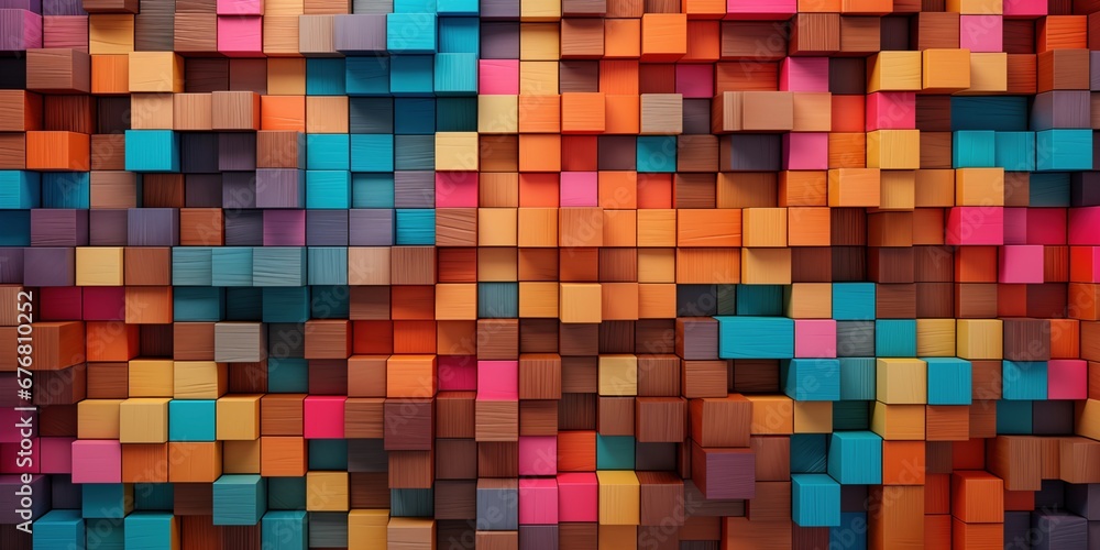 Abstract background of multi-colored cubes, generative ai