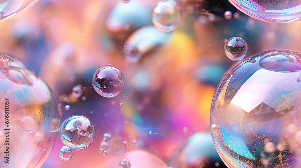  a bunch of bubbles floating in the air with a house in the middle of the bubbles on the bottom of the bubbles.  generative ai