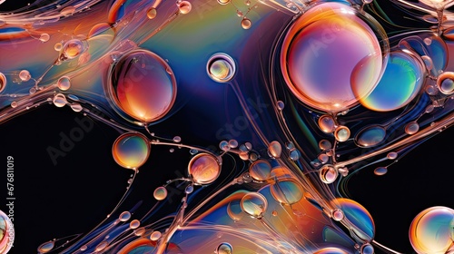  a close up of a bunch of bubbles on a black background with a black back ground and a black back ground. generative ai