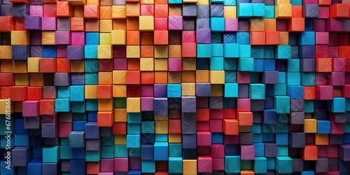 Abstract background of multi-colored cubes, generative ai