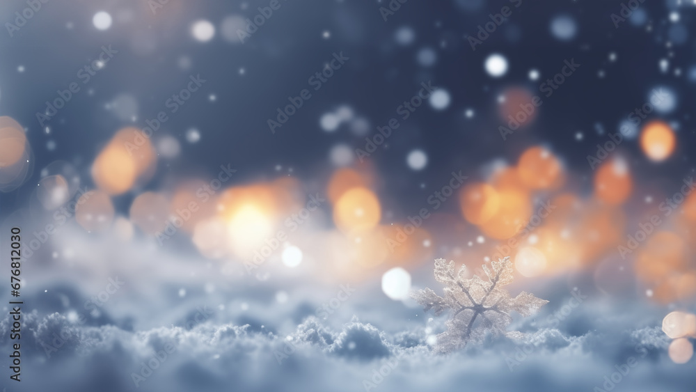 Snowflakes on light bokeh background, Soft snowflakes christmas texture, At close range, Snowfall, Nature, copy space, generative ai Snowflakes on light bokeh background, Soft snowflakes christmas texture, At close range, Snowfall, Nature, copy space, generative ai