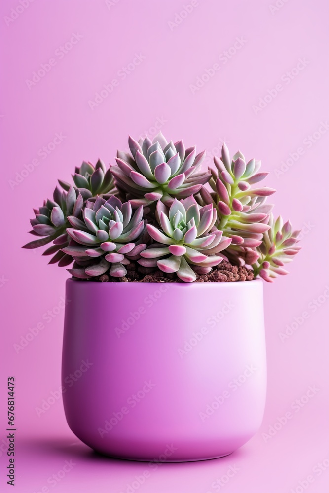 Succulents on purple background with copy space, Generative AI Succulents on purple background with copy space, Generative AI