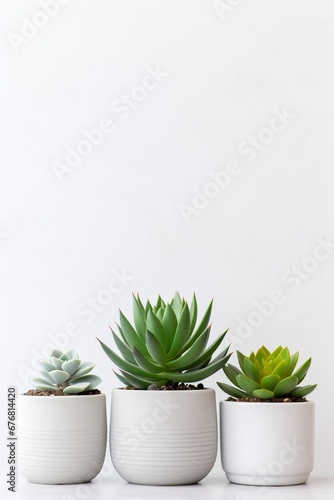Succulents on white background with copy space  Generative AI 