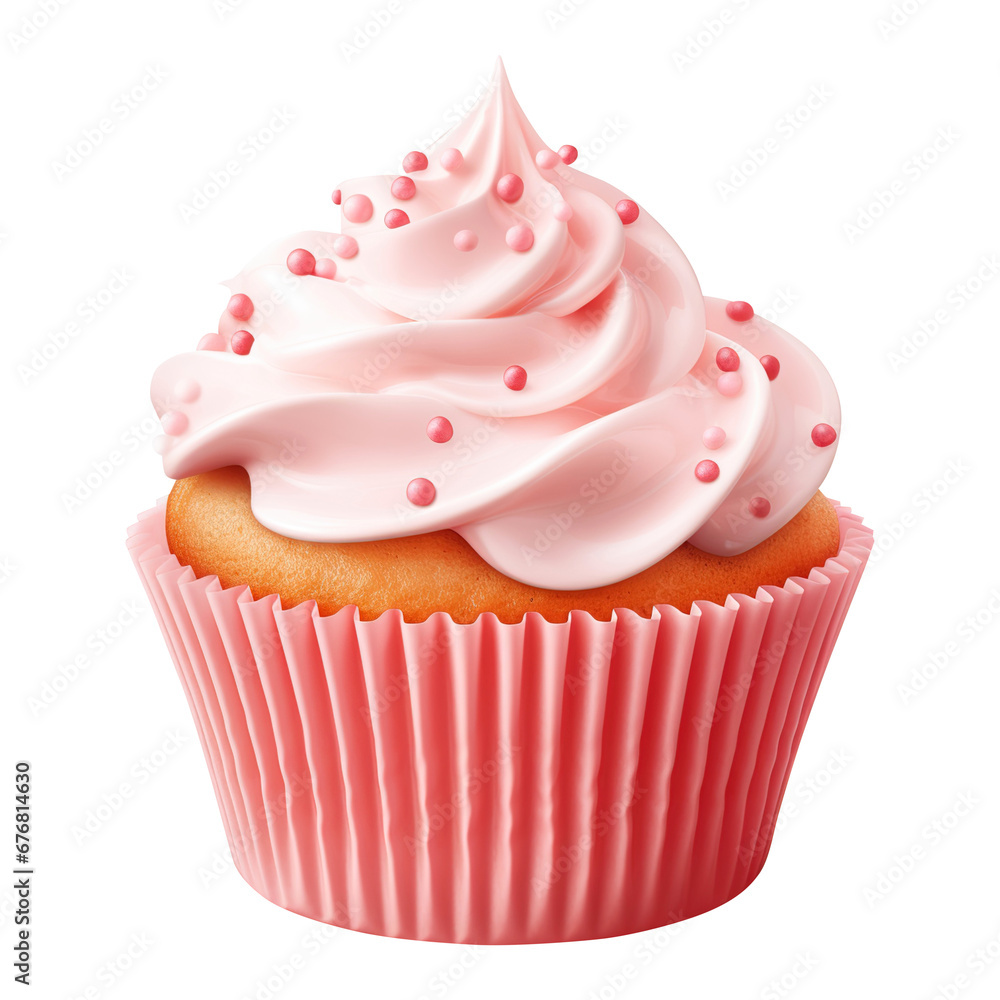 pink cupcake isolated on white pink cupcake isolated on white