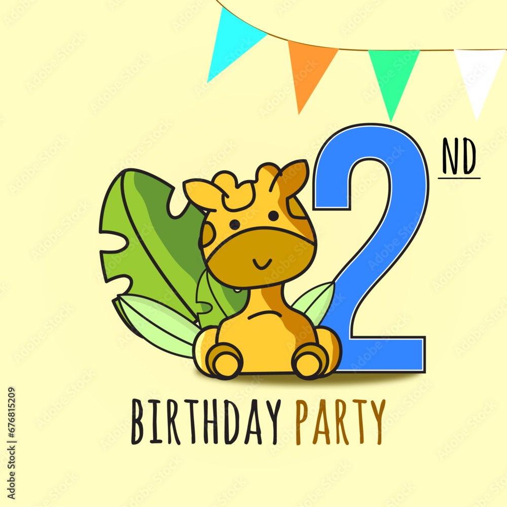 Birthday Invitation. 2 year. Giraffe Birthday Invitation. 2 year. Giraffe