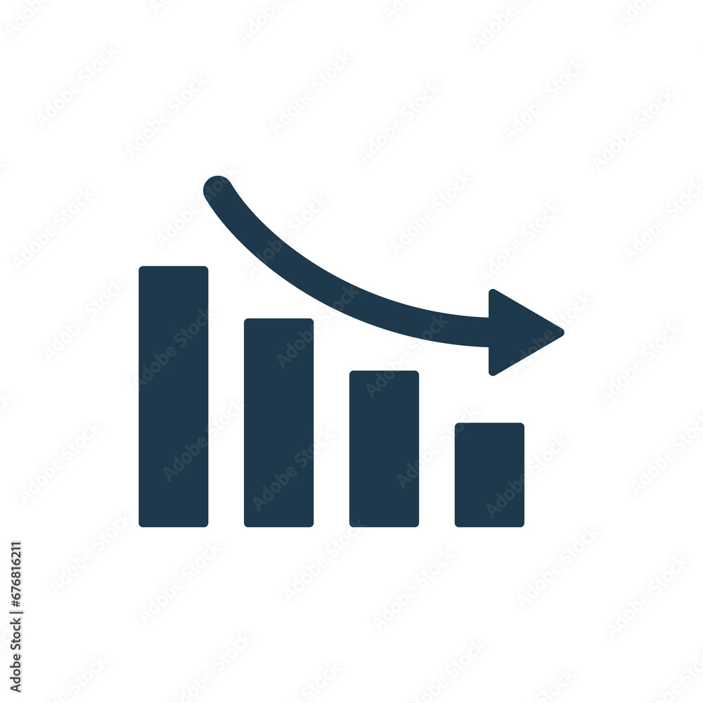 Decreasing business graph with arrow Decreasing business graph with arrow