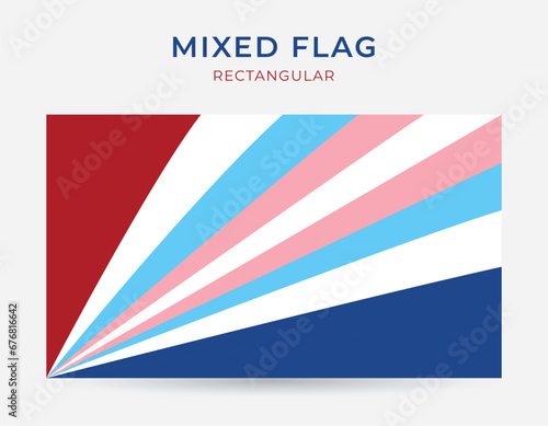 Netherlands, Rainbow and Transgender Pride Mixed Flags. Combined Flag Design Vector.