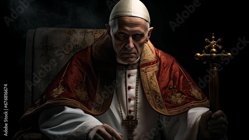 Photo pope benedict sits in a chair smoking a pipe on a table