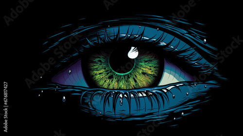 eye spy drawing illustration, hidden human color engraving