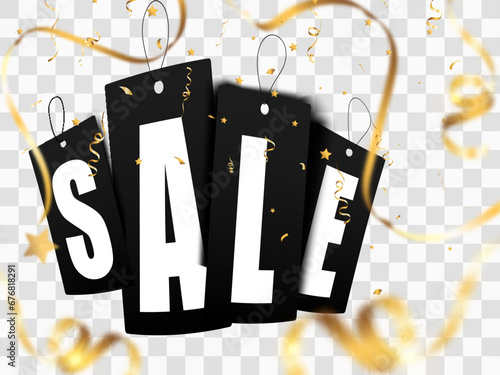 Vector illustration of Black Friday sale banner on background. Lens effect promotion!

