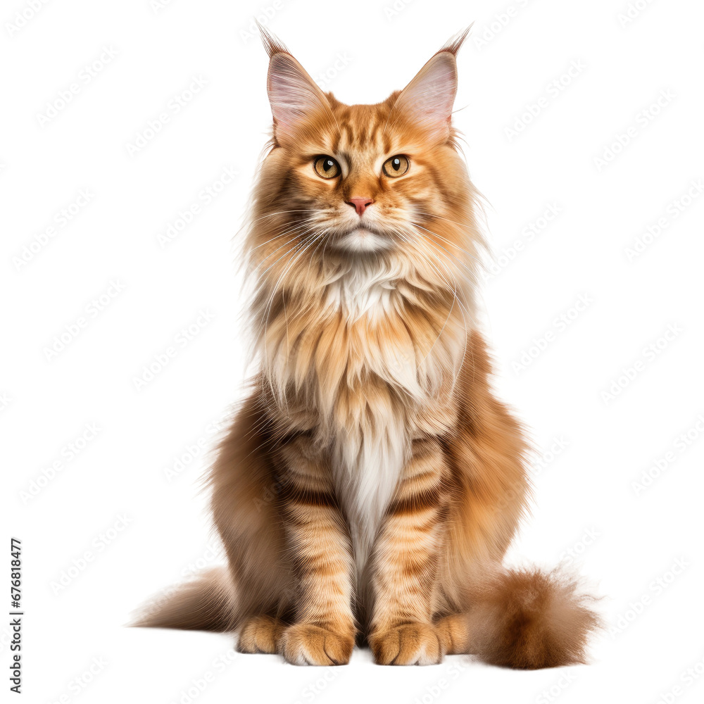 Maine Coon Cat Portrait Isolated